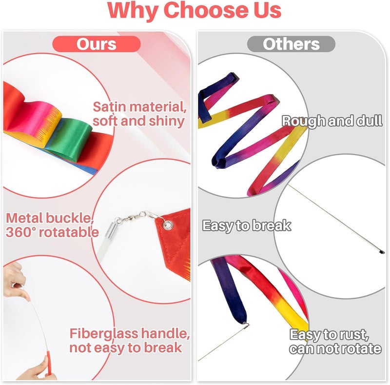 Rainflow 10PCS Dance Ribbons - Gymnastics Wand, Ribbon Dancer Stick for Artistic Dance, Gymnastics,Talent Show, Outdoor Games, Fitness, Training - Image 4
